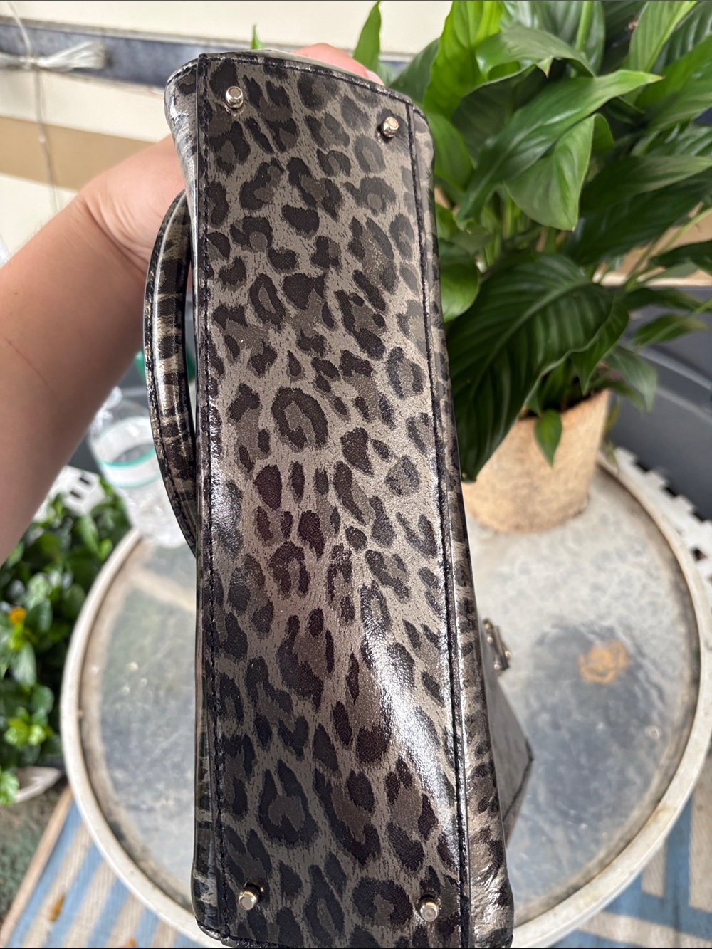 kate spade Leopard Print Patent Leather Tote in Brown and Black - Picture 9 of 9